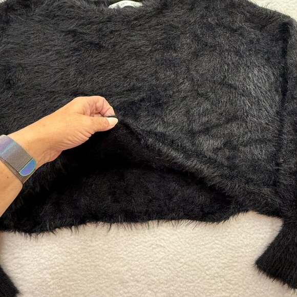 Altard State Fuzzy Eyelash Batwing Cropped Sweater Whimsigoth Black Womens XS - Picture 7 of 10